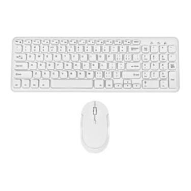 Imagem de HW156 Conjunto de teclado e mouse sem fio de 2,4 GHz, 96 teclas, ultrafino, silencioso, leve, receptor USB compartilhado, combo de mouse óptico para laptop, PC, desktops, computador/Windows/Mac/iMac