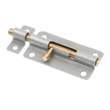 Imagem de Prime-Line U 117573 Porta e portão, trava de barril deslizante de 10 cm com parafusos, galvanizado com parafuso e maçaneta de latão (pacote único)