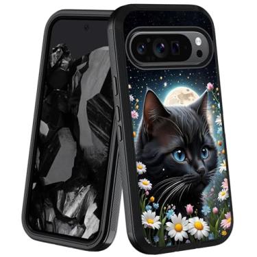 Imagem de JDHJFBFJNP Capa para Google Pixel 10 Pro XL e Google Pixel 9 Pro XL, capa protetora de corpo inteiro híbrida de 3 camadas resistente [grau militar] à prova de poeira à prova de choque, gato preto sob