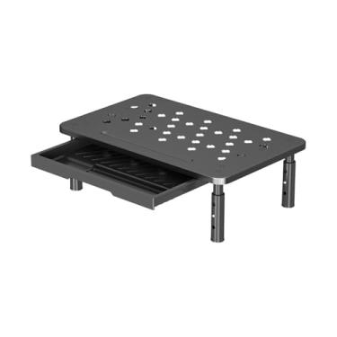 Imagem de ZGUZMCMK Suporte para, suporte leve para mesa com gaveta de armazenamento, 3 alturas ajustáveis ​​para mesa de escritório e casa, Preto