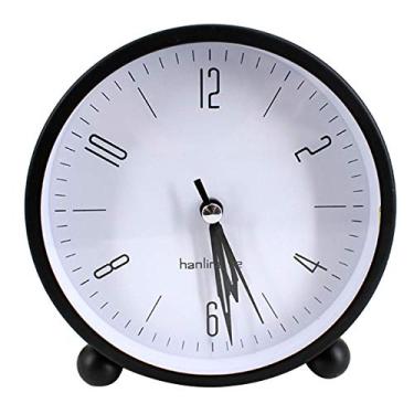 Imagem de Despertador Sherry Nightlight, despertador redondo de 10 cm, silencioso, para cabeceira, sem tique-taque, funciona com bateria, Preto, One Size