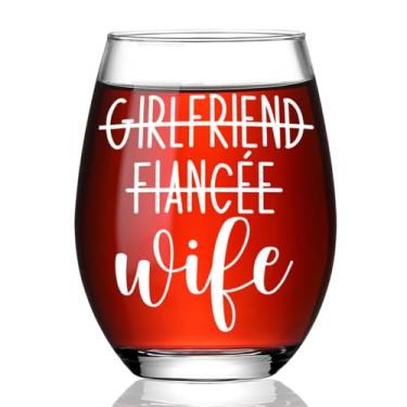 Imagem de Namorada noiva esposa, linda taça de vinho sem haste, presentes de casamento de noivado para mulheres, esposa irmã amiga, presentes de chá de panela para sua futura noiva, presente de Natal e Ação de