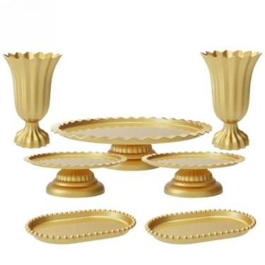 Imagem de Kit Completo de Festa com 1 Boleira, 2 Vasos, 2 Mini Boleiras e 2 bandejas de pérola(DOU - DOURADA)