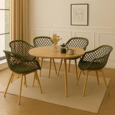 Imagem de Kit 5 Cadeiras de jantar Empório Tiffany Web Pé Wood - Lar Textil, Ver