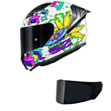 Imagem de Capacete LS2 FF810 Vigo Space Attack Branco e Roxo Mais Viseira Fumê, 