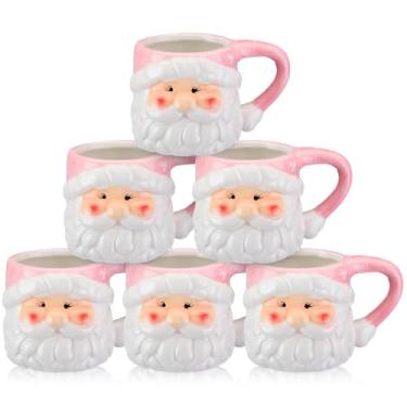 Imagem de Sliner 6 peças de caneca de café de Natal Papai Noel vintage cabeças de papai noel caneca de cerâmica design temático de Natal conjunto de copos para café chá chocolate quente e presentes presentes