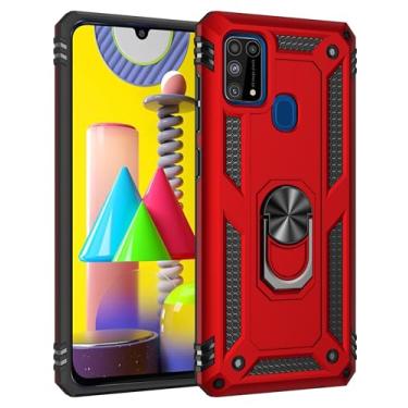 Imagem de SORAKA Capa para Samsung Galaxy M31 com suporte para anel Capa Slim Fit de TPU macio Capa Samsung Galaxy M21s com placa de metal para suporte magnético de telefone para carro