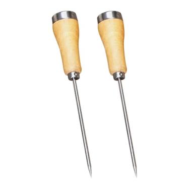 Imagem de GSHLLO 2 Pçs Picador de gelo de aço inoxidável com cabo de madeira triturador de gelo para acampamento picaretas de gelo para cozinha em casa, ferramentas de entalhe de gelo, ferramenta de furador de