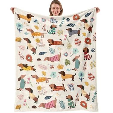 Imagem de Nahjiiem Presentes de Dachshund para mulheres, presente de cachorro Weiner para mulheres, aniversário para amantes de Dachshund, Dachshunds Weiner Dog Mom Gift Decor Cobertor 127 cm x 152 cm
