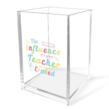 Imagem de Porta-lápis de acrílico para professores – Porta-canetas de acrílico transparente, organizador de mesa, presente de agradecimento para casa, escola, escritório, professores, presentes para formatura