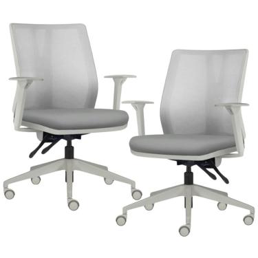 Imagem de Kit 2 Cadeiras de Escritório Giratória Diretor Flow F02 Base Cinza Sintético Cinza - Lyam Decor