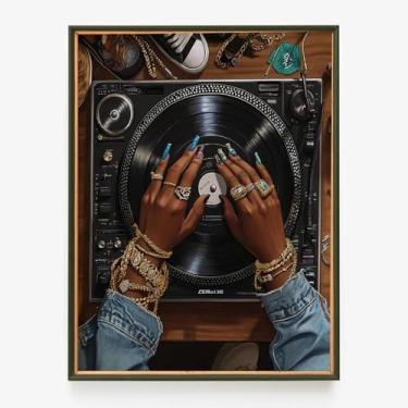 Imagem de Hip-Hop DJ Wall Art Disc Players Impressão em Tela Abstrata Estilo Rua Poster Gravações Quarto Impressões Sala de Estar Galerias Estúdio Música Pôsteres Vintage Decoração de Arte Estética 30,5 x 40,6
