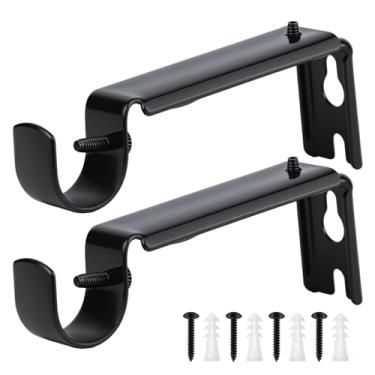 Imagem de HOME MASTER HARDWARE Suporte de varão de cortina, suportes de varão de cortina ajustáveis para parede, ganchos de cortina resistentes para hastes de 9,5 cm, pacote com 2, preto