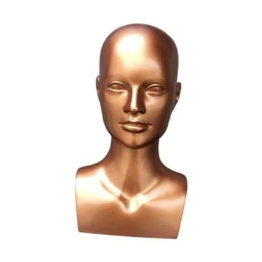 Imagem de Kokiya Suporte de exibição de cabeça de manequim masculino, suporte versátil para peruca, para exibição de perucas para colares, chapéus, estilista, Bronze