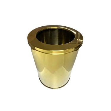 Imagem de Lixeira Redonda Dourada Em Aço Inox Com Aro 15L - By Fineza