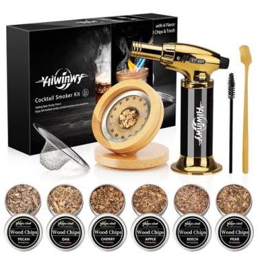 Imagem de Kit para fumar coquetéis Yiiwinwy com lanterna 6 lascas de madeira