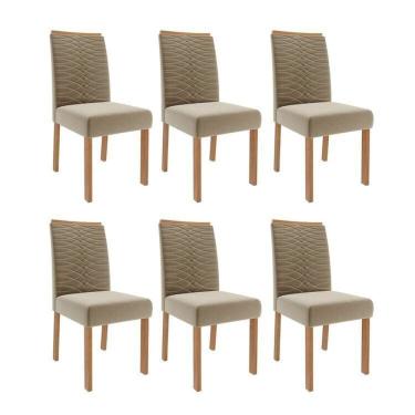 Imagem de Kit 6 Cadeiras para Sala de Jantar Estofadas Clarice Madeira/Joli