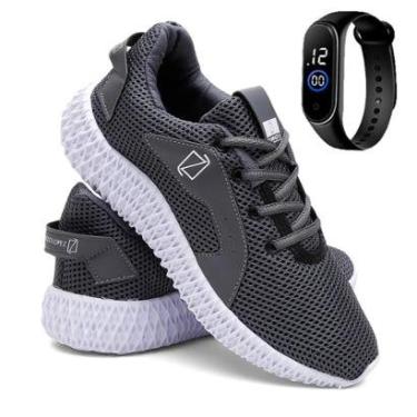 Imagem de Kit Tênis Masculino Para Corrida e Academia Super Leve e Confortável E Relógio-Masculino