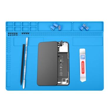 Imagem de MMOBIEL Tapete de solda e reparo de silicone - 35 x 25 cm resistente ao calor até 500 °C (500.0 °C) – Tapete de bancada para solda, celular e eletrônicos – Tapete de solda de silicone com isolamento