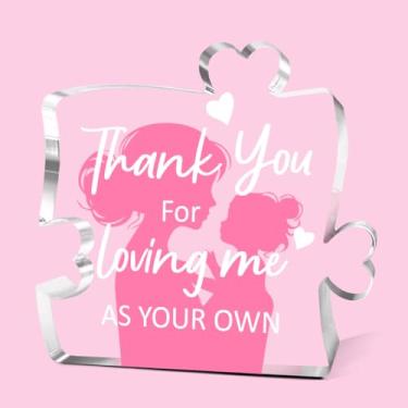 Imagem de Thank You for Loving Me As Your Own Quebra-cabeça de bloco de acrílico, presentes de aniversário para mãe da filha, presente de dia das mães para decoração de mesa da mãe, presentes exclusivos para