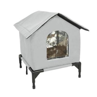 Imagem de Whtkoph Casa para Gatos Ao Ar Livre, Abrigo, Tenda para Gatos, Isolamento Térmico, à Prova D'água, para Inverno, Quintal, Jardim Externo, Celeiro, M Grey