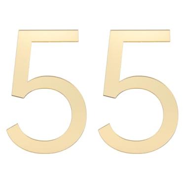 Imagem de PATIKIL Números de casa, 2 peças de 5 cm autoadesivo acrílico moderno número de casa para endereço externo caixa de correio porta fazenda casa escritório apartamentos quarto de hotel, ouro (5)