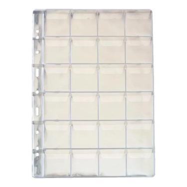 Imagem de 10 Folha Plastico Moedas 24 Divisões Furo Universal Com Aba