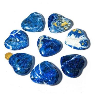 Imagem de Coração de Pedra Sodalita Azul Natural - 5 Unidades de 50 a 70mm - Ata