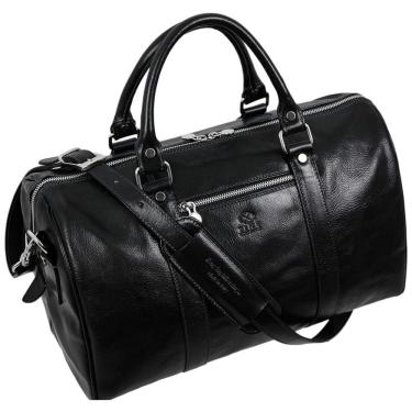 Imagem de Bolsa de Viagem Masculina Clássica de Couro, TIME RESISTANCE, Preto