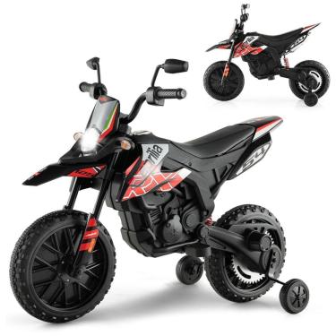 Imagem de Moto Elétrica Infantil a Bateria 12V com Rodinhas, Suspensão de Mola, Farol e Música, 3 a 8 Anos, INFANS, Vermelha