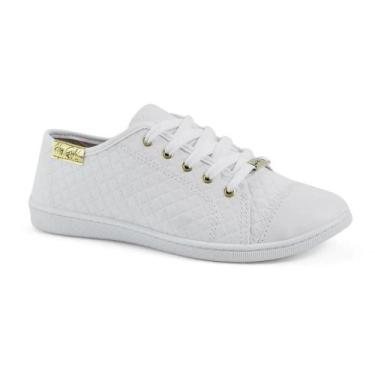 Imagem de Tênis Feminino Moleca Cadarço Detalhe Dourado Branco 5605412, Branco, 