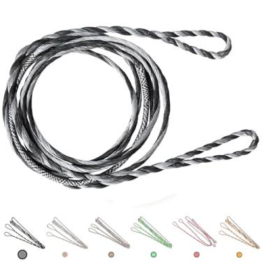 Imagem de Deerseeker Flemish D97 Corda de arco artesanal torcido 16 fios 137-177.8 cm Voo rápido para arco recurvo tradicional de arco longo substituição acessórios de tiro com arco (cinza + preto, AMO 167.6 cm