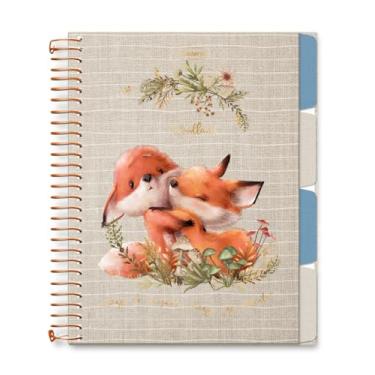 Imagem de Caderno Colegial Criativo Cadersil Estampa Coração Woodland – 80 Folhas – Capa Dura – Espiral dourado - Ideal para Anotações Criativas