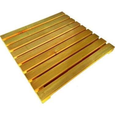 Imagem de 3 Deck de Madeira Pinus Modular 40x40 cm Plantas Vasos Piso Decoração 