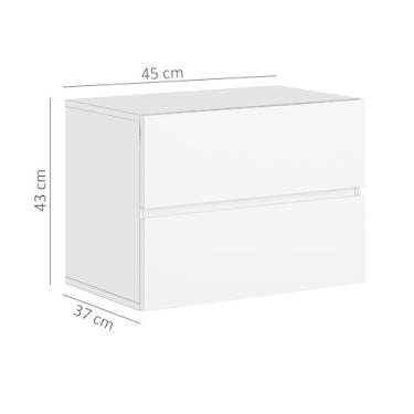 Imagem de Mesa De Cabeceira Suspenso De Parede 2 Gavetas Para Quarto Pequeno Kit