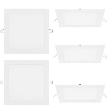 Imagem de Kit 5 Painel De Led Quadrado Embutir 12w Bivolt Taschibra 3000k Quente