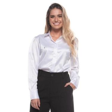 Imagem de Camisa Botão Clássica Feminina Cetim Toque de Seda - Teodoro Camisaria