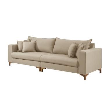 Imagem de Sofa Fixo 3 Lugares 2,20m M-197  Molas Bonnel, Almofadas Soltas e Revestimento em Linho - Estofados Martins