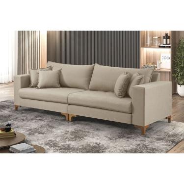 Imagem de Sofa Fixo 6 Lugares M-197 2,80m Molas Bonnel Almofadas Soltas Linho Estofados Martins