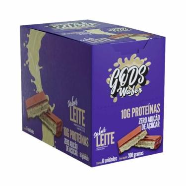 Imagem de Display 6 unidades - Gods Wafer - Sabor Leite - 10g de proteínas - Zero adição de açúcar - Caixa peso 306g - Cada unidade 51g - Marca Canibal Inc.