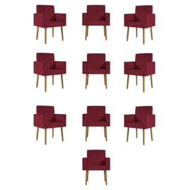 Imagem de Kit 10 Cadeiras Poltronas Decorativa - Escritório - Recepção Cor:marsala