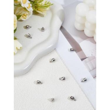 Imagem de 10 peças de extremidades de cabo de aço inoxidável 201, tampas de extremidade de barril de aço inoxidável terminadores coloridos para pulseiras fabricação de joias de couro, 9 x 6 mm, orifício: 1,8 mm