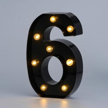 Imagem de Letras numéricas decorativas com luzes de LED, letreiro de plástico preto, sinal de luzes de aniversário, festa de aniversário, decoração de casamento (6)