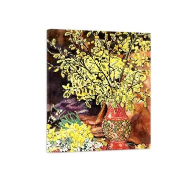 Imagem de Pôster e impressões em tela de flores vintage - reprodução de pintura de arte de parede famosa - vaso de flores 7 imagens prontas para pendurar 90 x 108 cm 35 x 42 polegadas tela embrulhada