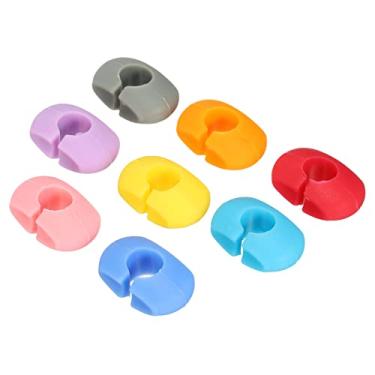 Imagem de Marcadores de taça de vinho de silicone 8 mm/0,31" ID reutilizáveis etiquetas de etiqueta de bebida para taça de champanhe, multicolorido, pacote com 8, TBD, Acrílico, Ágata