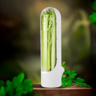 Imagem de Recipiente Saver Pod para geladeira, recipiente para coentro, salsa, espargos, livre de BPA, organizador de geladeira (branco)