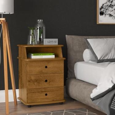 Imagem de Mesa de Cabeceira Luxo New com 3 Gavetas - JM3 Moveis (Freijó)