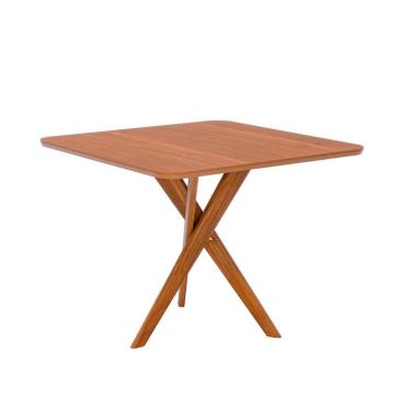 Imagem de Mesa de Jantar Quadrada com Tampo MDF Cacau Cinamomo e Madeira 95 cm