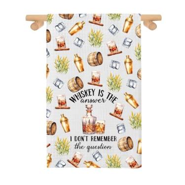 Imagem de PXTIDY Toalha de cozinha Whiskey Bourbon presentes para amantes de bourbon, bebedor de uísque, presentes para beber, bar, prato decorativo, toalha de chá (o uísque é a resposta)