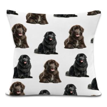 Imagem de Yorhifa Capas de almofada de cachorro Newfoundland 45,7 x 45,7 cm, presentes para donos de cães, presentes de terra nova para amantes de cães, capas de almofada para sofá, decoração de quarto de casa